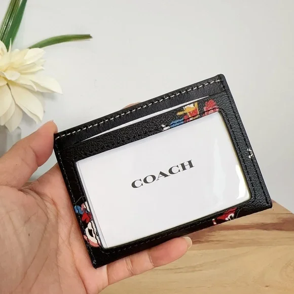 NWT Disney X Coach Slim Id Card Case With Holiday Print - Picture 2 of 4